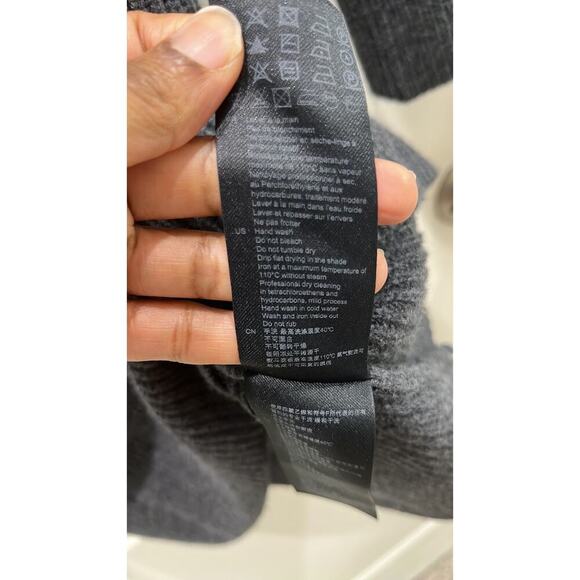 Sandro Paris Embellished Ribbed Wool & Cashmere Long Sleeve Gray Mini Dress US 2 - Picture 10 of 11